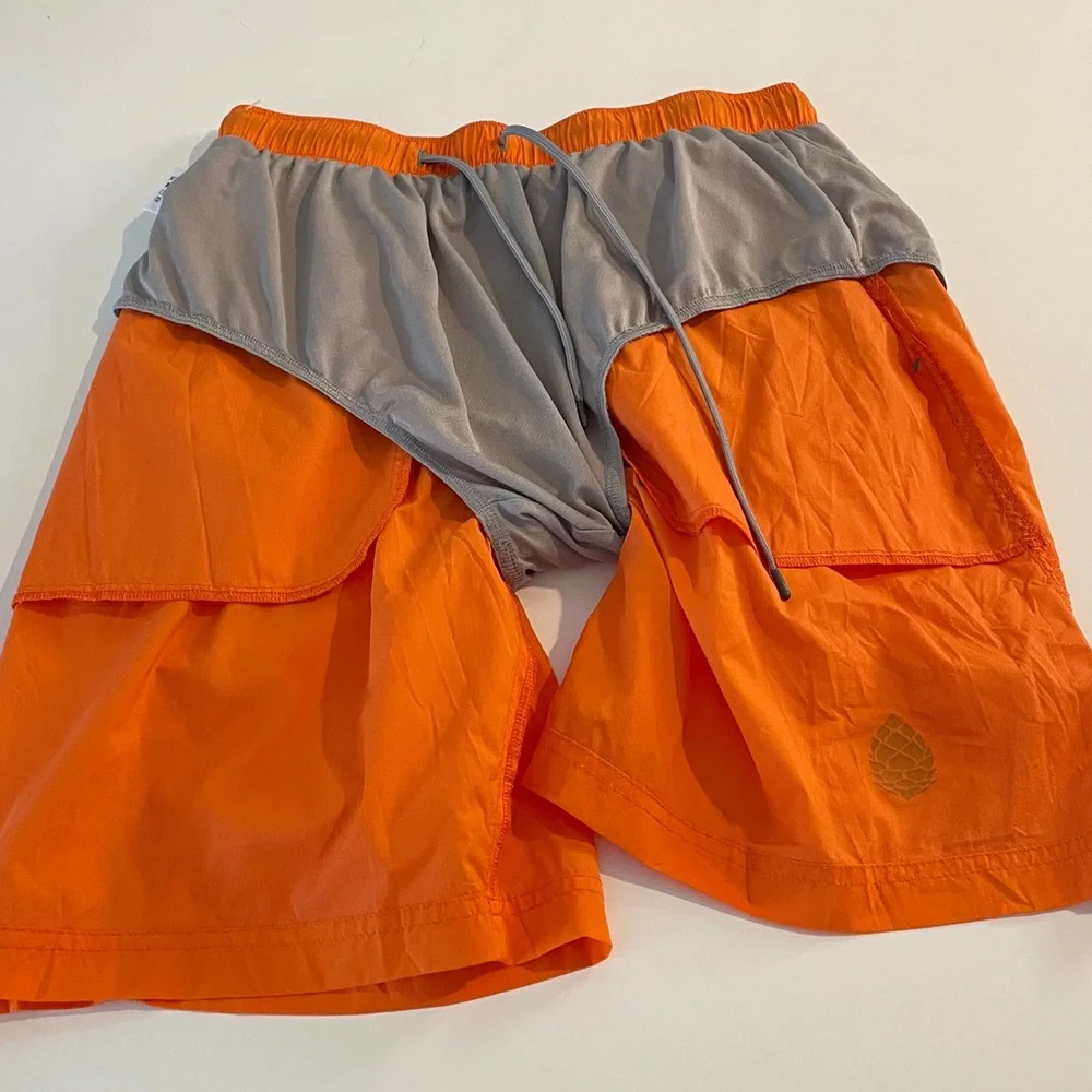 ❤️ Stio Bright Orange Nylon Brief Lined Shorts 7” Inseam Size Medium
